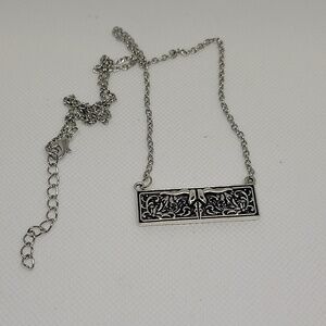 Western Longhorn Silver Tone 18" + 2" Extension Necklace